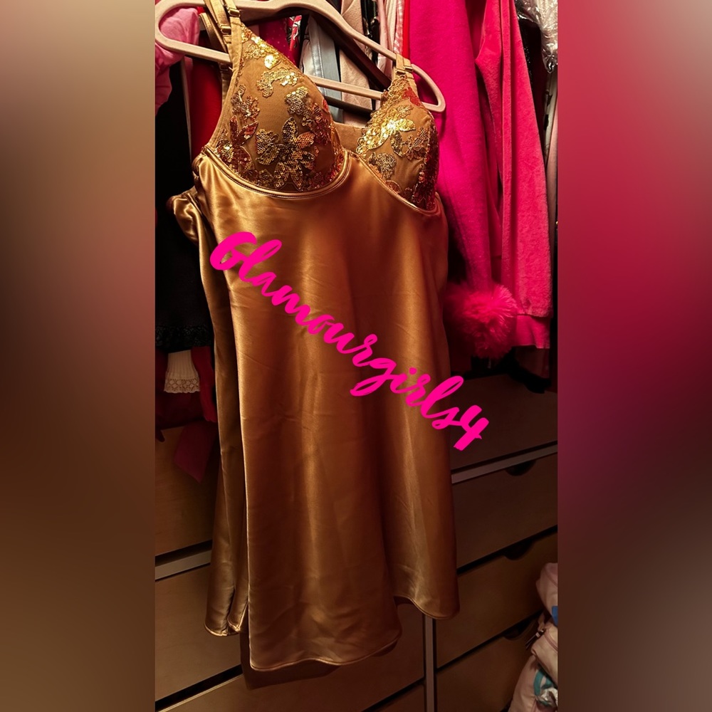 Beautiful Gold silky slip  dress size Medium . This slip material is quality .